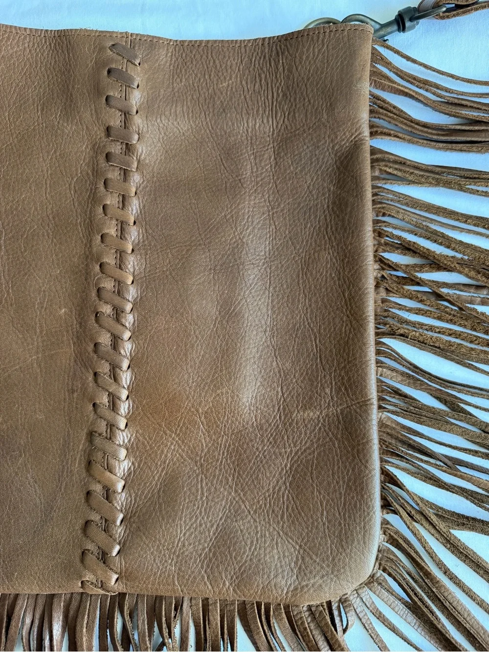 Mcfadin Brown Leather Fringe Western Boho Crossbody Bag Handmade Texas